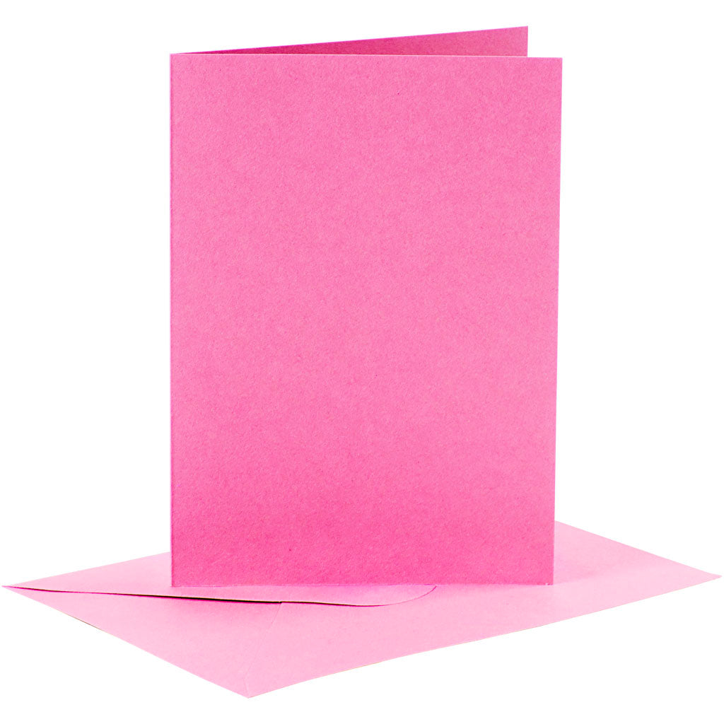 Creativ-Firmenkarten und Umschläge, Kartengröße 10,5 x 15 cm, Umschlaggröße 11,5 x 16,5 cm, 110+220 g, rosa, 6er-Set 1 Box