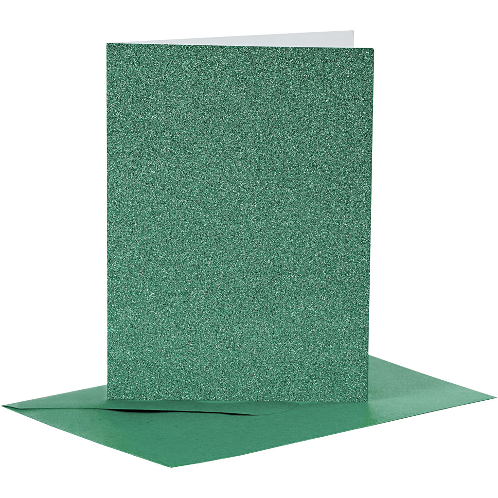 Creativ-Firmenkarten und Umschläge, Kartengröße 10,5 x 15 cm, Umschlaggröße 11,5 x 16,5 cm, Glitzer, 110+250 g, grün, 4 Set 1 Box