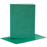 Creativ-Firmenkarten und Umschläge, Kartengröße 10,5 x 15 cm, Umschlaggröße 11,5 x 16,5 cm, Glitzer, 110+250 g, grün, 4 Set 1 Box