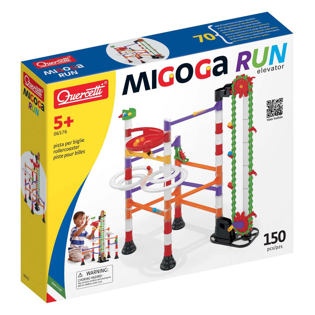 Quercetti Knikkerbaan Migoga mit Lift, 150dlg.