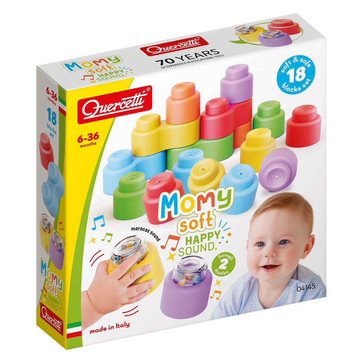 Quercetti Momy Soft building blocks with sound, 18dlg.