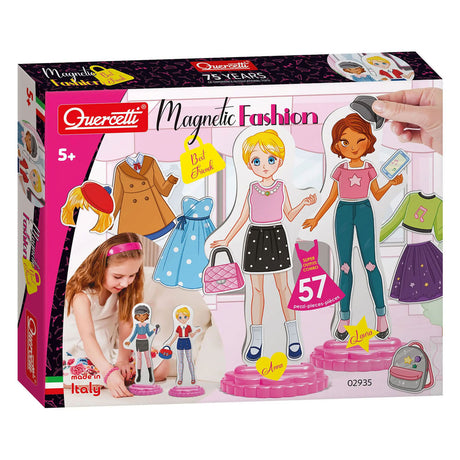 Quercetti Magnetische Mode-Anziehpuppe Beste Freunde – 57 Teile.