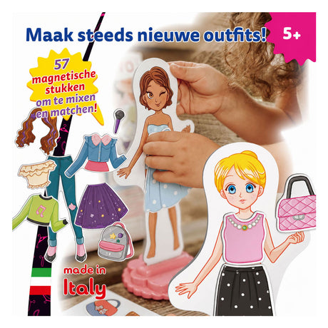Quercetti Magnetische Mode-Anziehpuppe Beste Freunde – 57 Teile.
