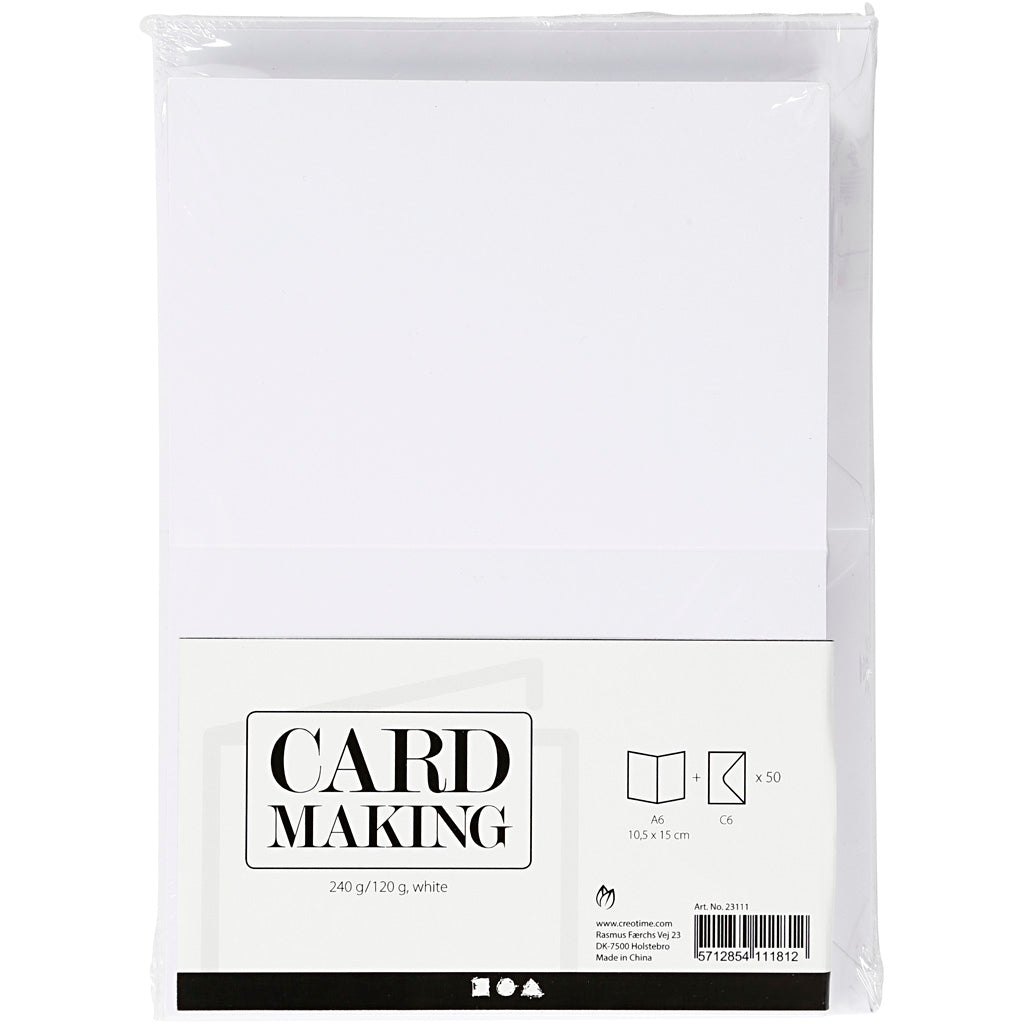 Kreativunternehmen https: www.cchobby.nl Cards-and-envelopes-size-card-10-5x15-cm-size-envelope-11-5x16-5-cm-120-240-wit-50-set-1-box