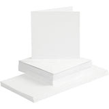 Creativ Firmenkarten und Umschläge, Kartengröße 15x15 cm, Umschlaggröße 16x16 cm, 120+240 gr, weiß, 50er Set 1 Box