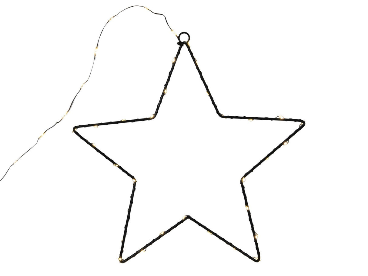 Svenska Leuchtstern Metall schwarz 30cm 40 Lampen Warm-LED