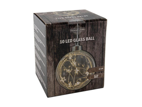 Svenska lebende Glaskugel 10 cm Drahtstern 10 LED 2xAA-Batterie (exklusiv)