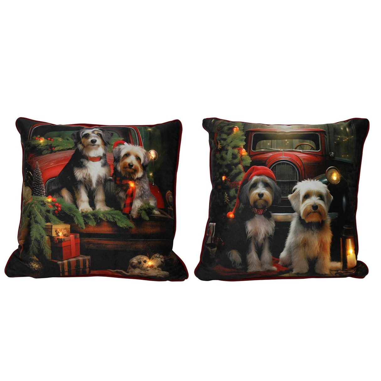 Svenska Living LED Weihnachtskissen Hunde 2xaa 40x40cm