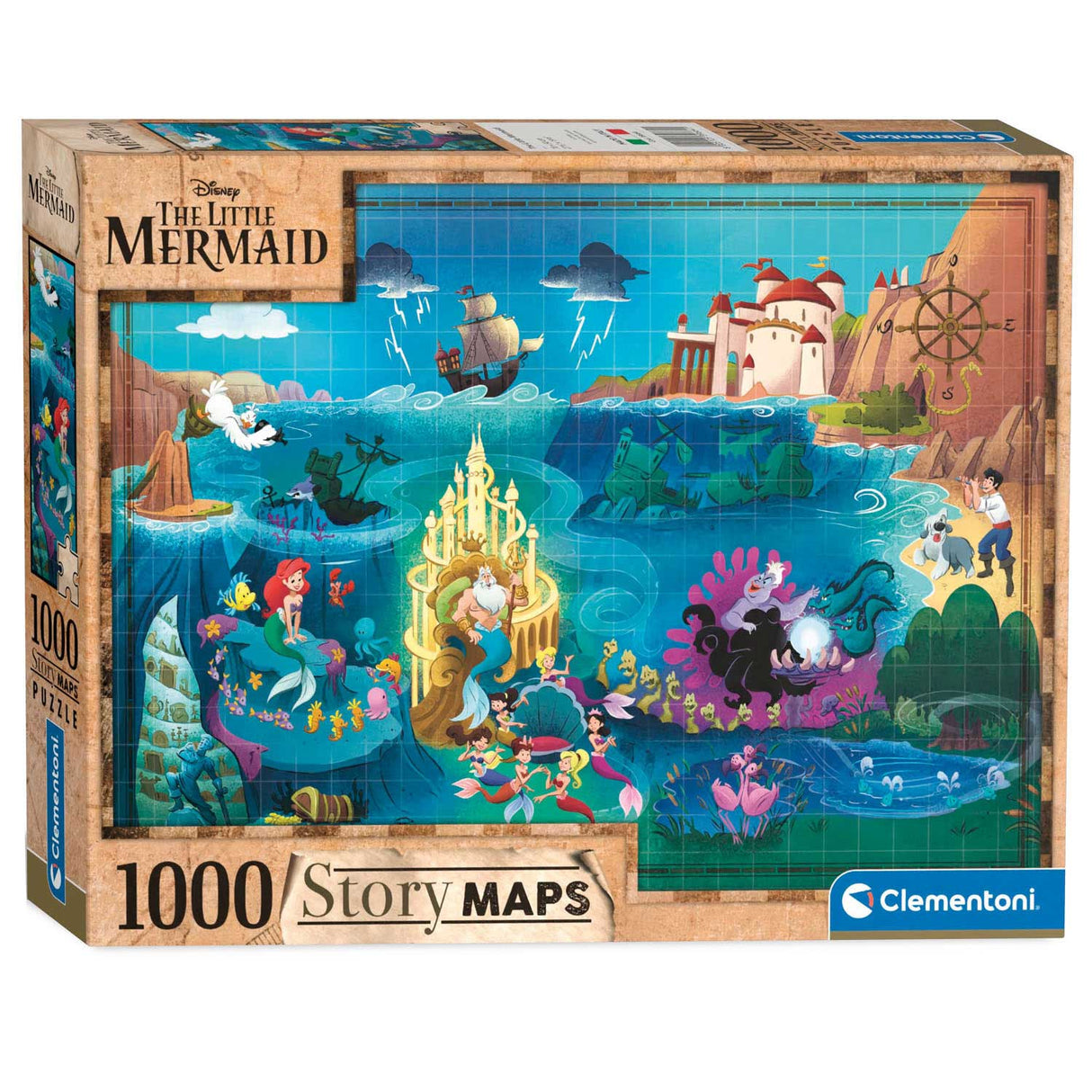 Clementoni World Map Puzzle Small Mermaid, 1000st.