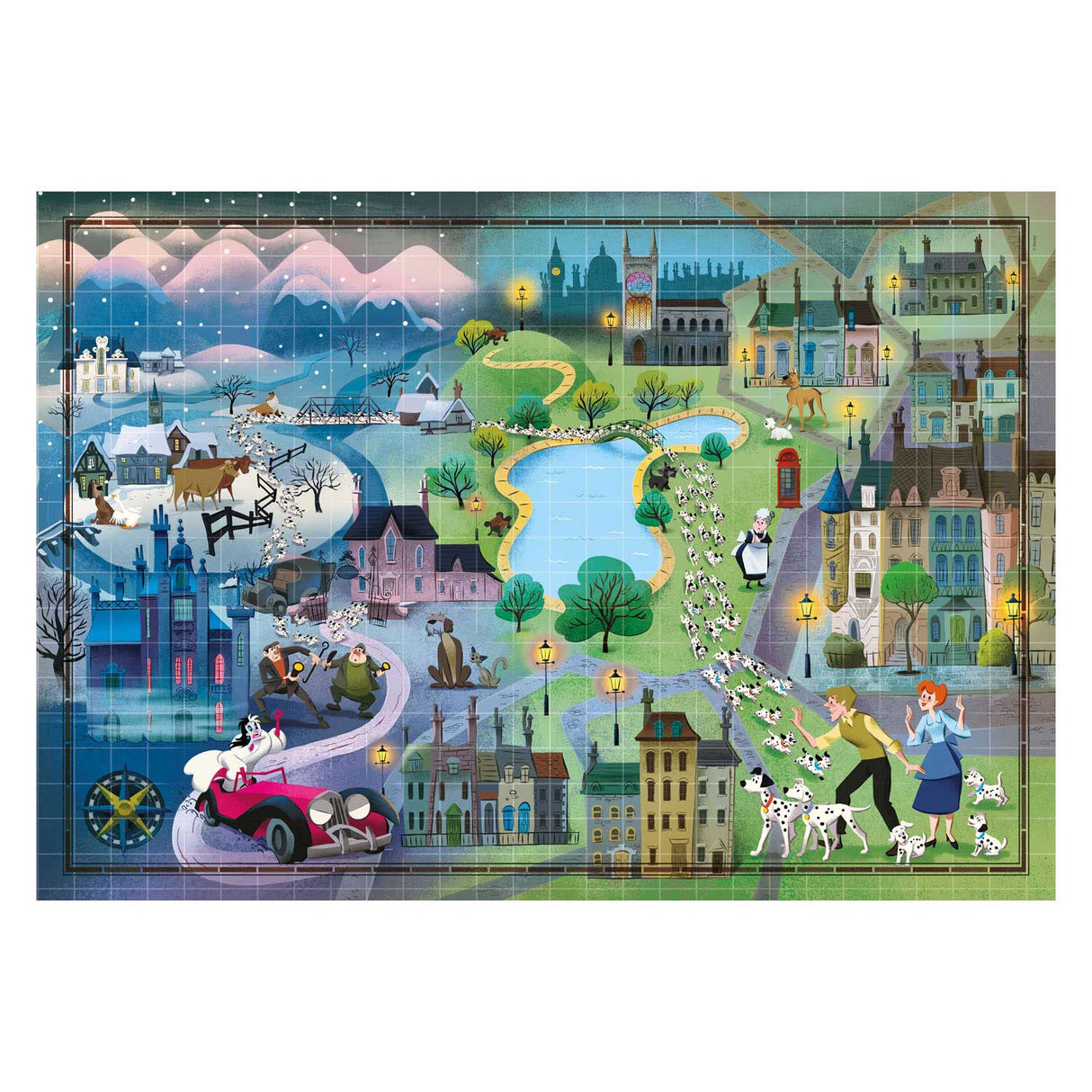 Clementoni World Map Puzzle 101 Dalmatiner, 1000st.