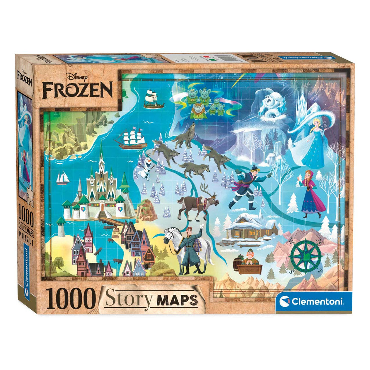 Clementoni Wereldkaart Puzzel Frozen, 1000st.