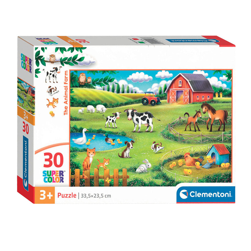 Clementoni Puzzle Jigsaw Super Color the Animal Farm, 30e.