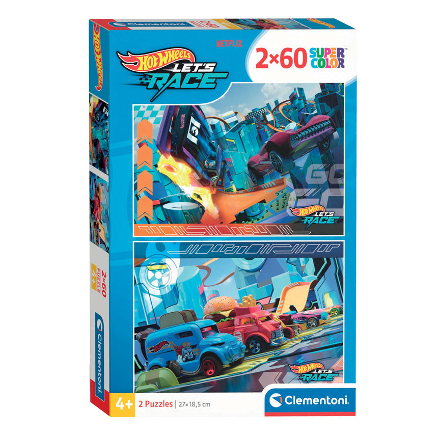 Clementoni Jigsaw Puzzle Super Color Hot Wheels, 2x60st.