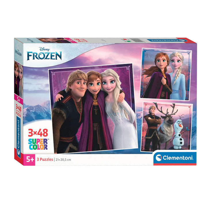 Disney clementoni legpuzzel super color vierkant frozen, 3x48st.