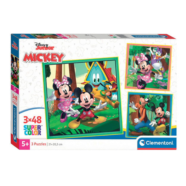 Clementoni legpuzzel super color vierkant mickey and friends, 3x48st.