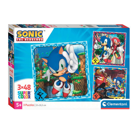 Clementoni - Puzzle - 3x48 Teile - Sonic the Hedgehog - Puzzle für Kinder - ab 5 Jahren