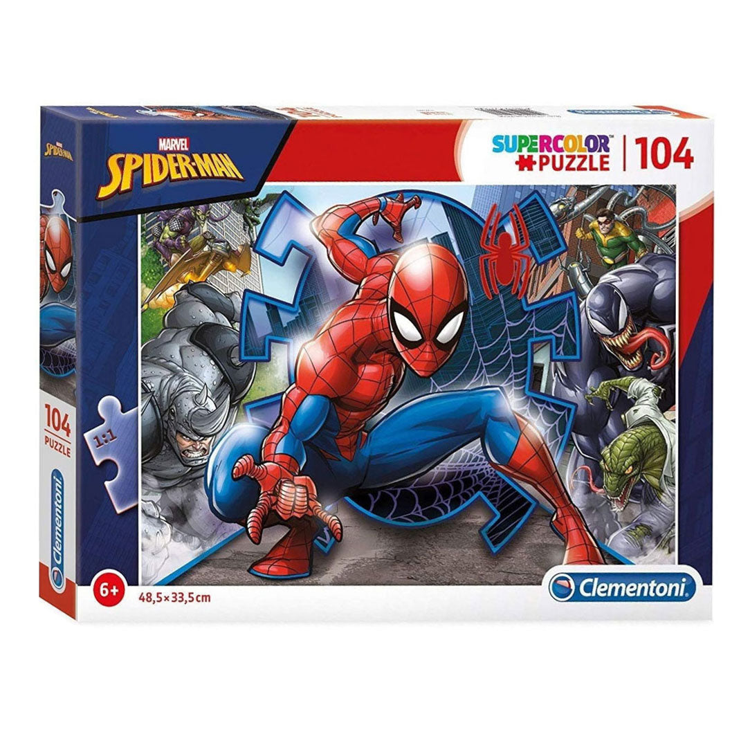 Clementoni legpuzzel super color spiderman, 104st.