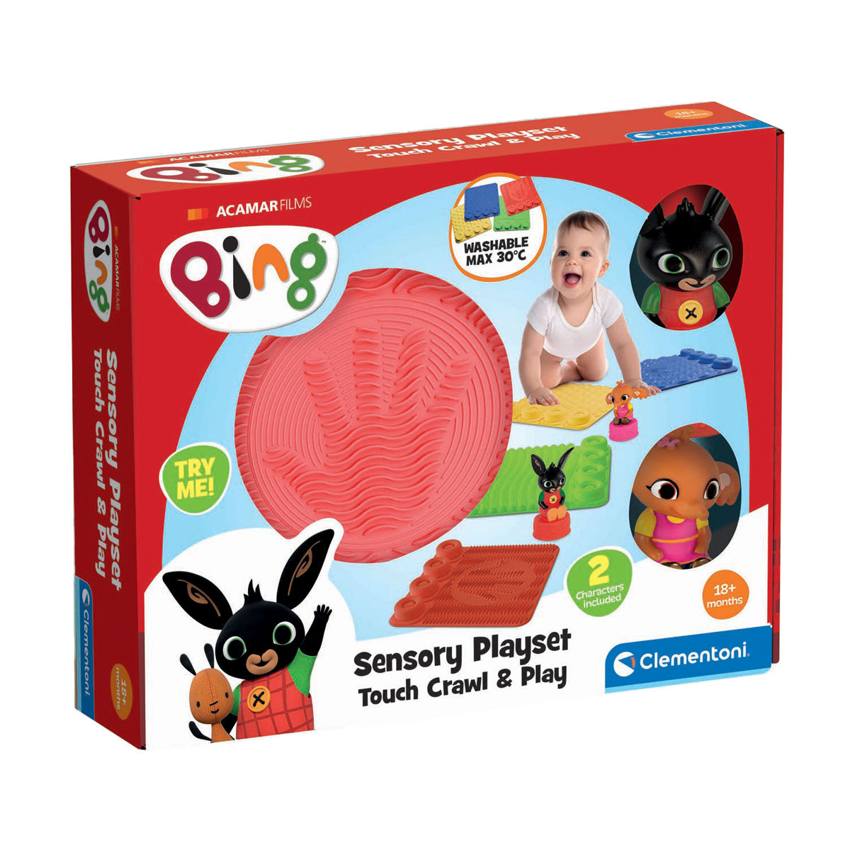 Clementoni baby - sensorische speelmat bing met speelfiguren, 6dlg.