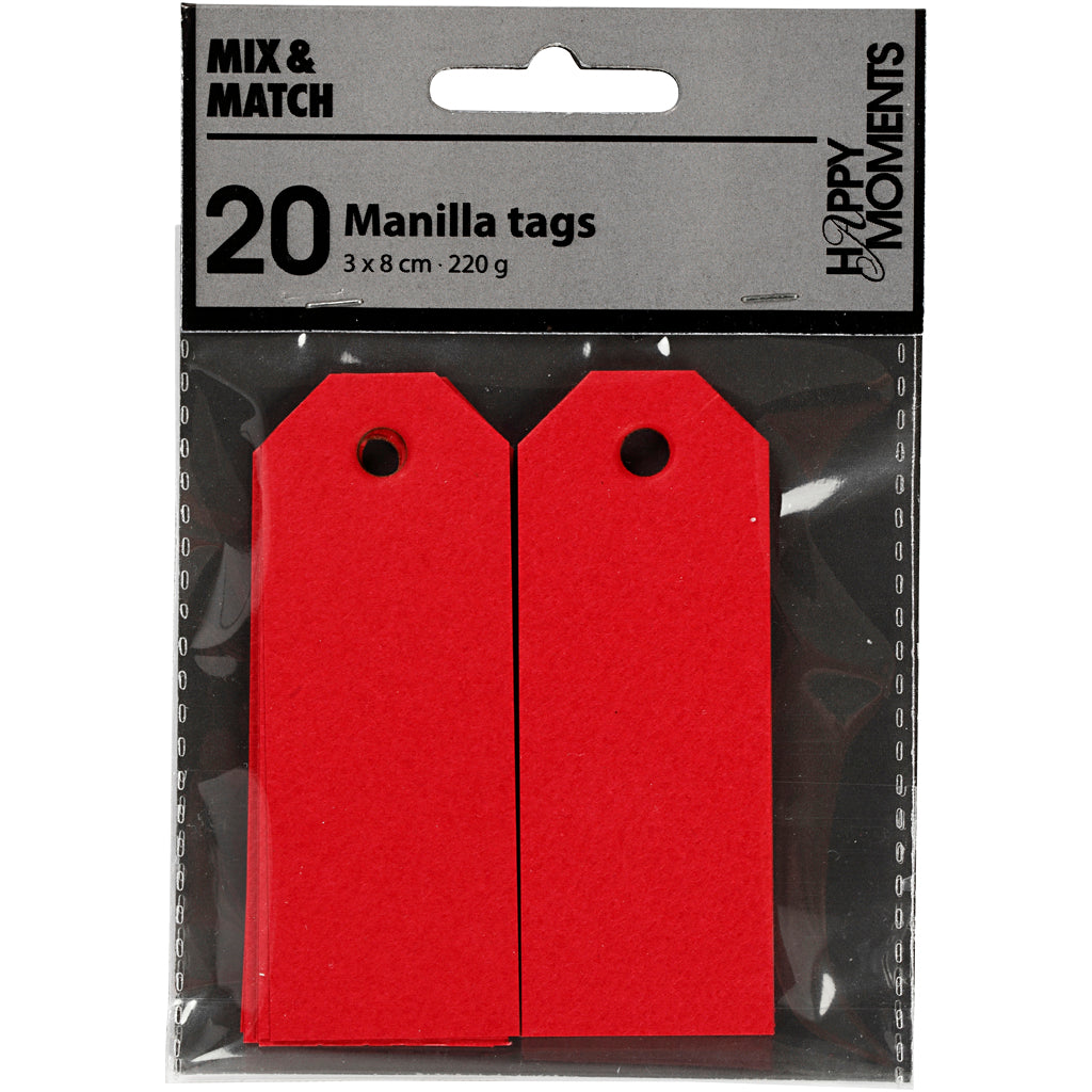 Creativ Company Manilla Labels rot, 20st.