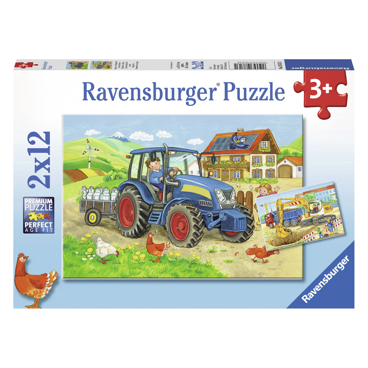 Ravensburger - Auf der Baustelle und Farm Puzzle 2x12 Stücke