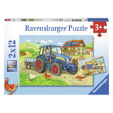 Ravensburger - En el sitio de construcción y el rompecabezas de la granja 2x12 piezas