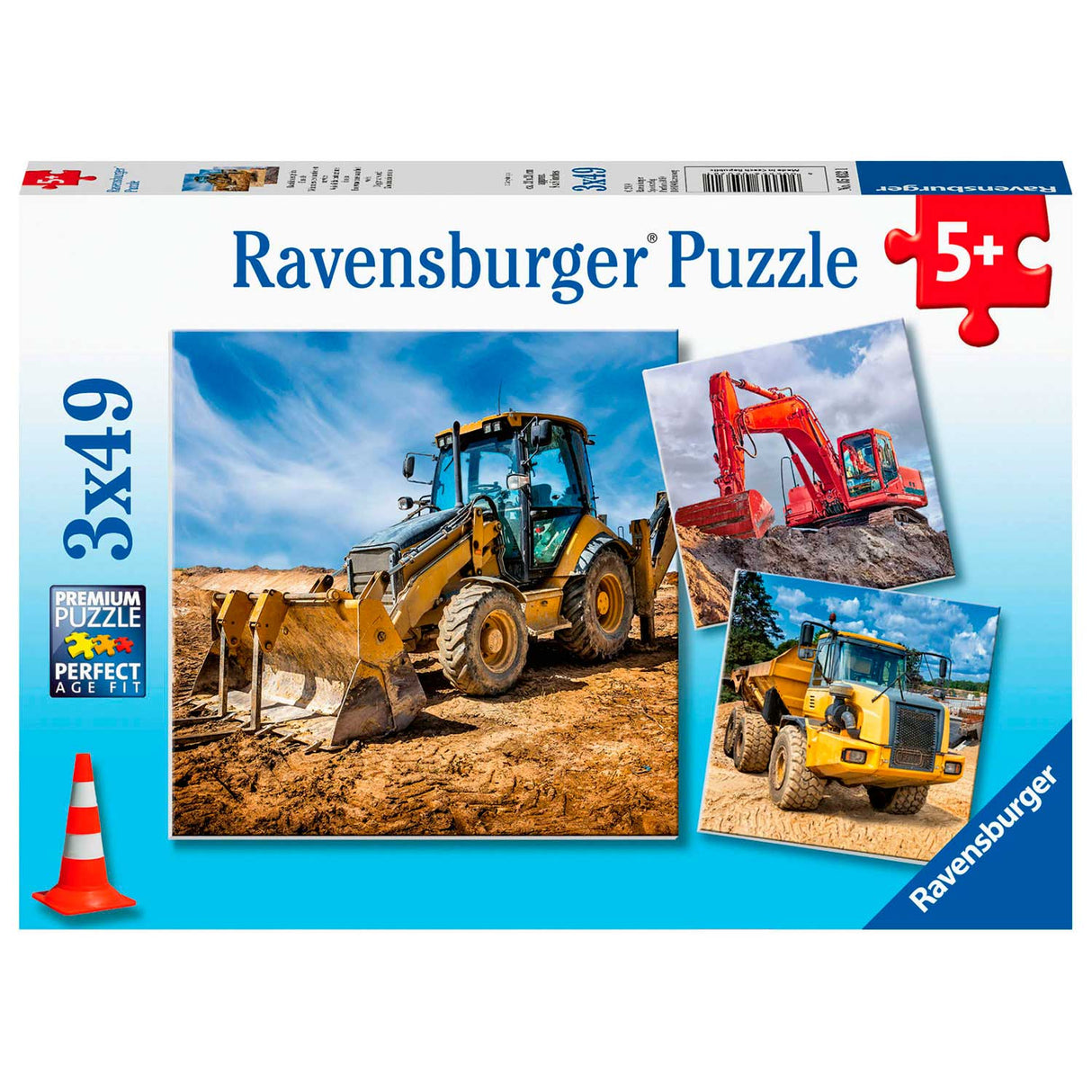 RAVENSBURGER - Byggnadsmaskiner på Work Puzzle 3x49st.