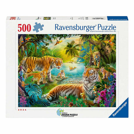 Ravensburger Puzzle Tiger in der Oase – 500 Teile Puzzle.