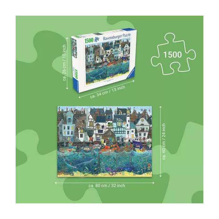 Ravensburger Puzzle Hafen der Wunder – ein geschäftiger Fantasiehafen – 1500 Teile.
