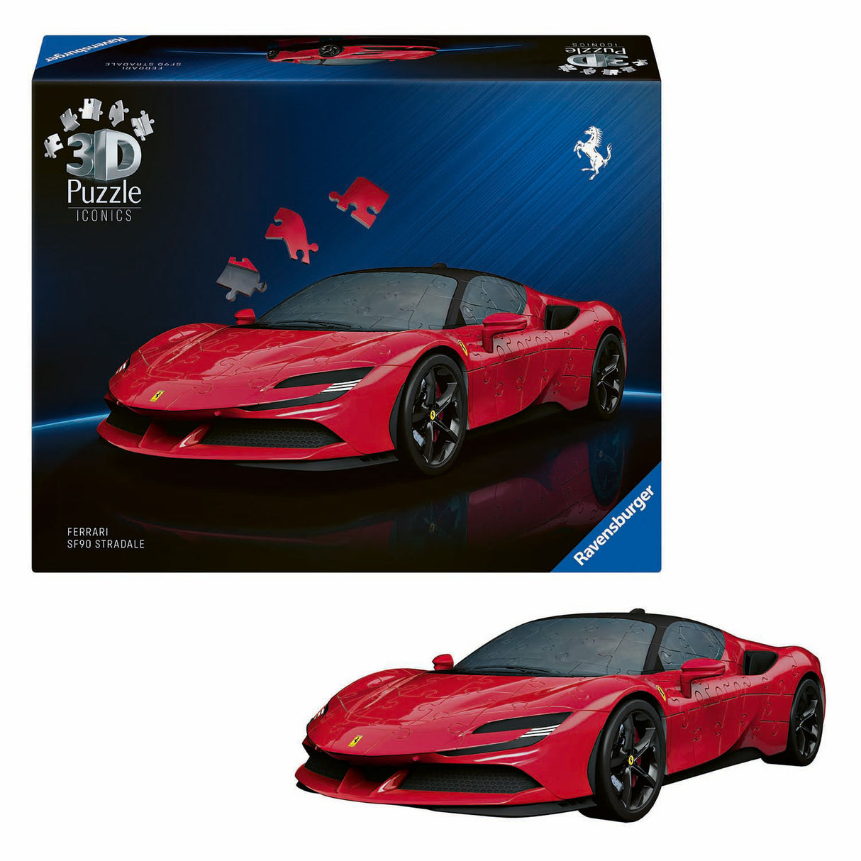 Ravensburger - Iconics: Ferrari SF90 Stradale - 3D-Puzzle - 108 Teile - Bauset für Kinder ab 8 Jahren