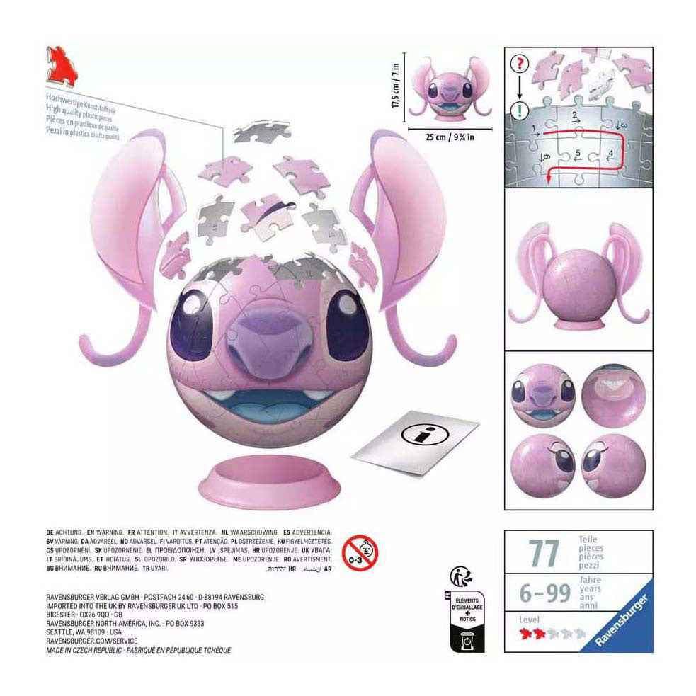 Ravensburger 3d puzzel disney stitch bal - 72 stukjes speelgoed.