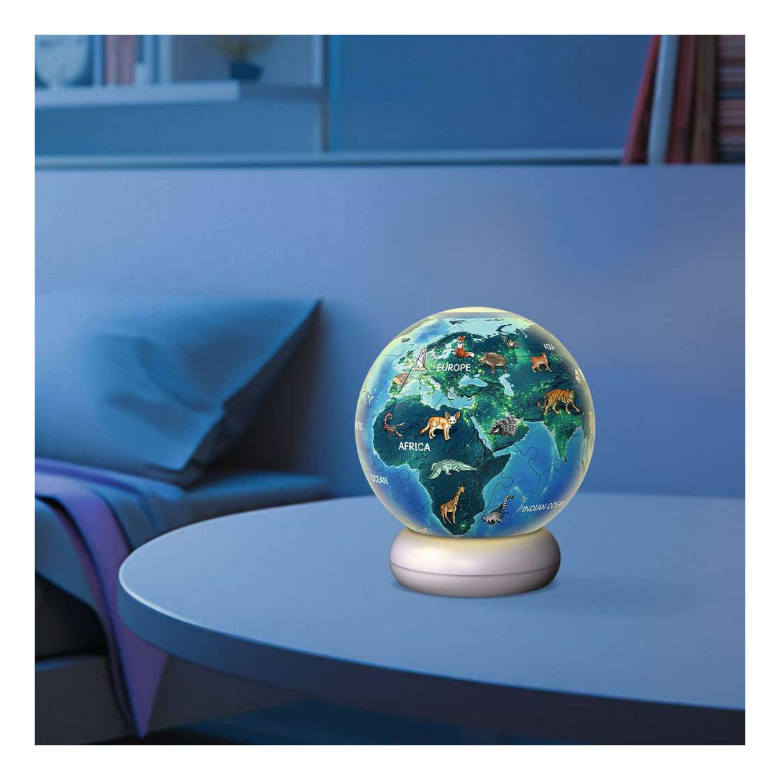 Ravensburger – aarde met diermotieven – 3d puzzle-ball nachtlicht – 73 stukjes