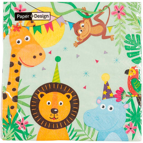 Creativ Company Servietten, Partytiere, Größe 33x33 cm, 20 Stück, 1 Box