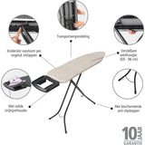Brabantia Bügelbrett B – für Bügeleisen – 124 x 38 cm – Jeansgrau