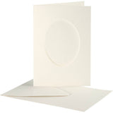 Creativ Company Passepartoutkarten, oval, Kartengröße 10,5x15 cm, Umschlaggröße 11,5x16,5 cm, gebrochenes Weiß, 10er Set 1 Box