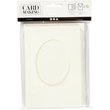 Creativ Company Passepartoutkarten, oval, Kartengröße 10,5x15 cm, Umschlaggröße 11,5x16,5 cm, gebrochenes Weiß, 10er Set 1 Box