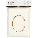 Creativ Company Passepartoutkarten, oval mit Goldrand, Kartengröße 10,5x15 cm, Umschlaggröße 11,5x16,5 cm, gebrochenes Weiß, 10er Set 1 Box