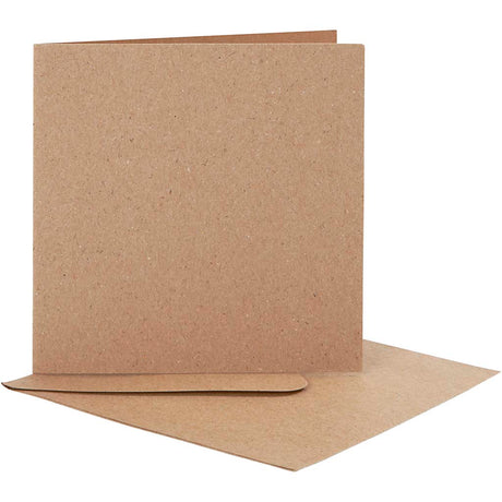 Creativ Firmenkarten und Umschläge, Kartengröße 12,5x12,5 cm, Umschlaggröße 13,5x13,5 cm, natur, 10er Set 1 Box