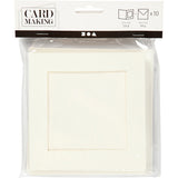 Creativ Company Passepartoutkarten, Kartengröße 12,5 x 12,5 cm, Umschlaggröße 13,5 x 13,5 cm, gebrochenes Weiß, 10er-Set 1 Box