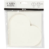 Herzförmige Karten der Firma Creativ, Kartengröße 12,5 x 12,5 cm, Umschlaggröße 13,5 x 13,5 cm, gebrochenes Weiß, 10er-Set 1 Box