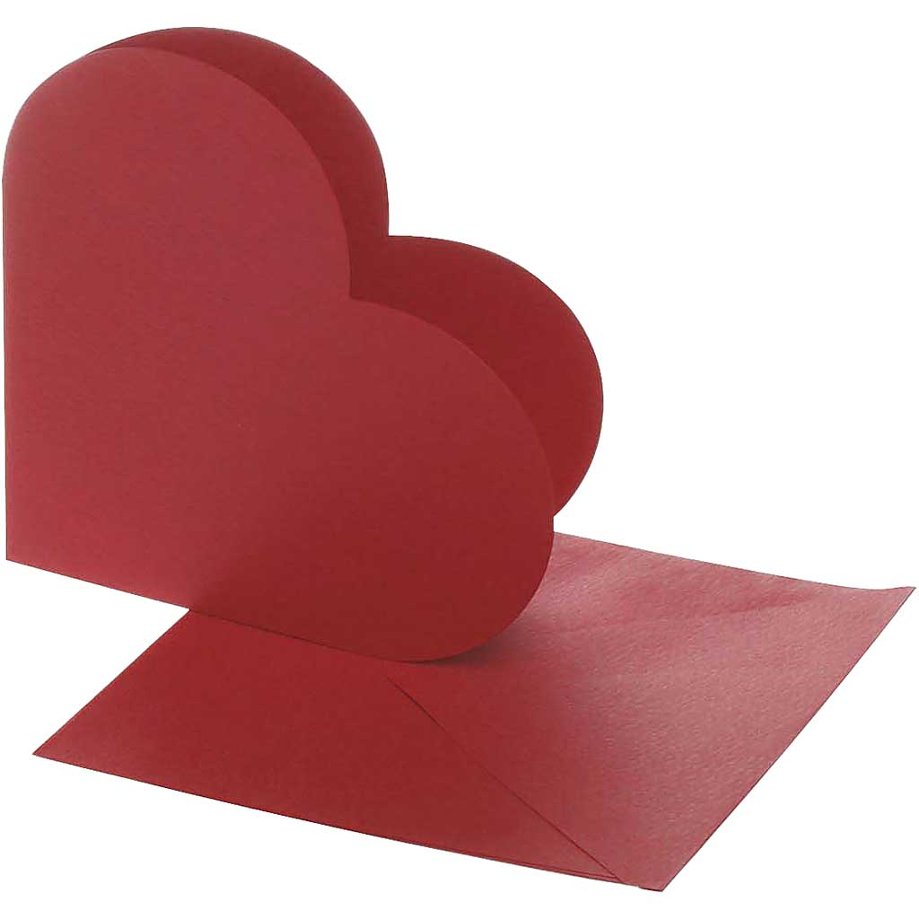 Creativ Company Herzkarten, Kartengröße 12,5x12,5 cm, Umschlaggröße 13,5x13,5 cm, rot, 10er Set 1 Box