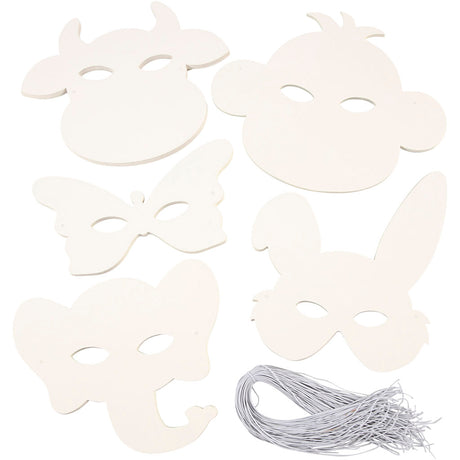 Creativ Company Tiermasken, H: 13-24 cm, B: 20-28 cm, 230 g, weiß, 100 Stück 1 Box