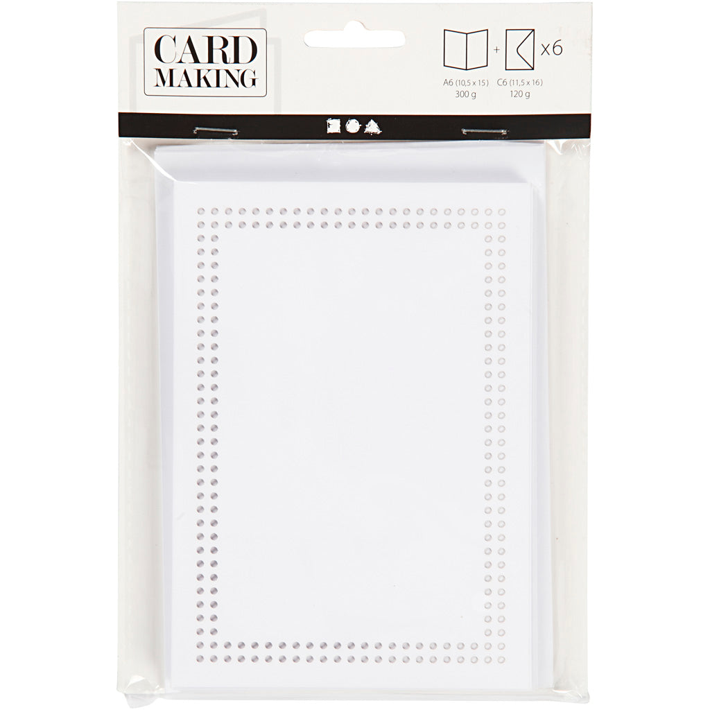 Creativ Company -Karten zum Sticken White, Set von 6