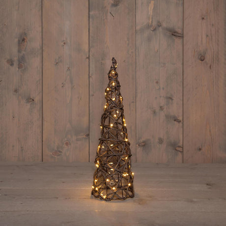 Anna's collection verlichte kegel 60led classicwarm 40cm werkt op 3xaa batterijen met 6uur timer