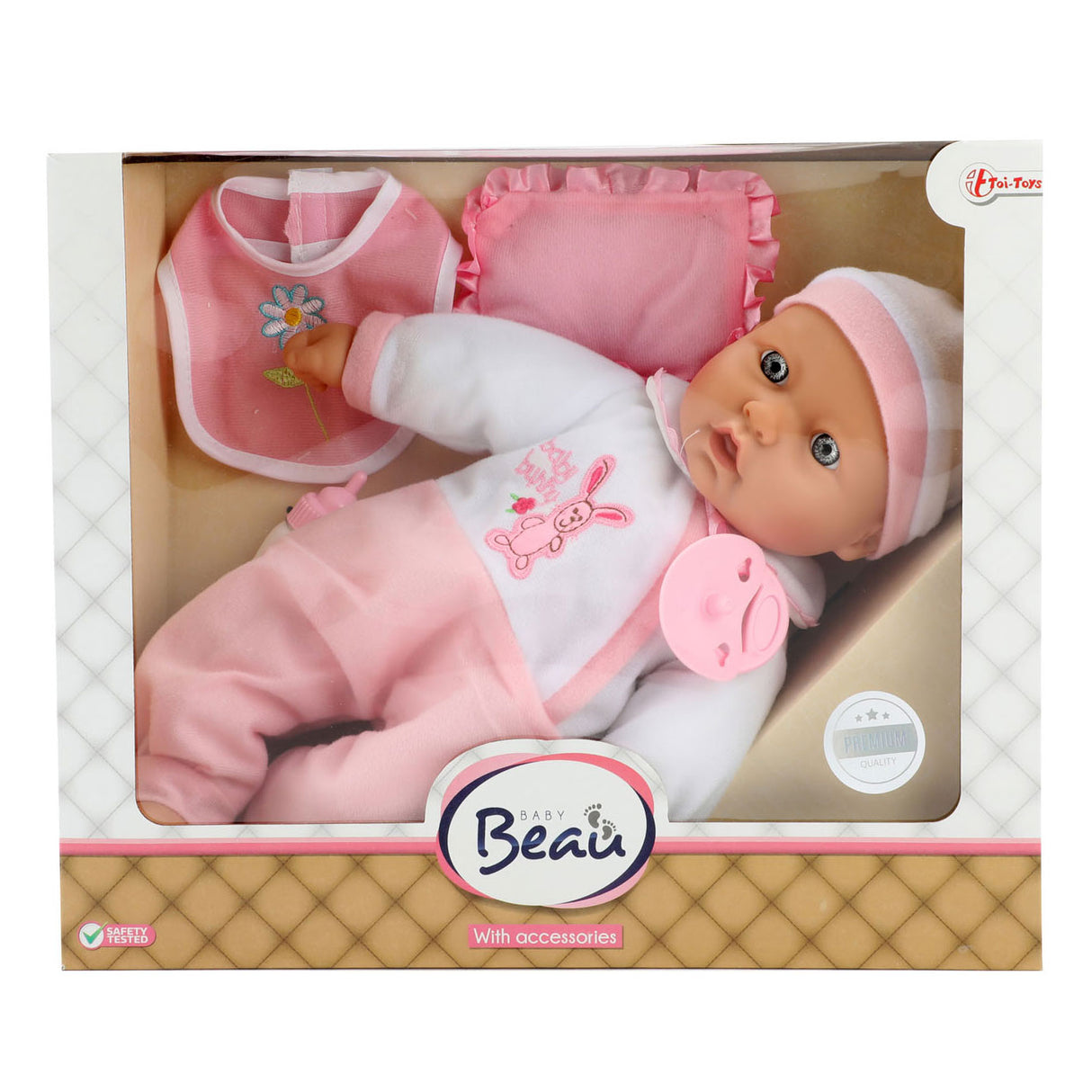 Toi-toys Baby Beau Babypuppe mit Flasche und Lätzchen, 40 cm
