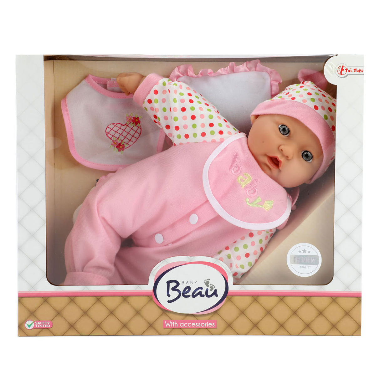 Toi-toys Baby Beau Babypuppe mit Flasche und Lätzchen, 40 cm