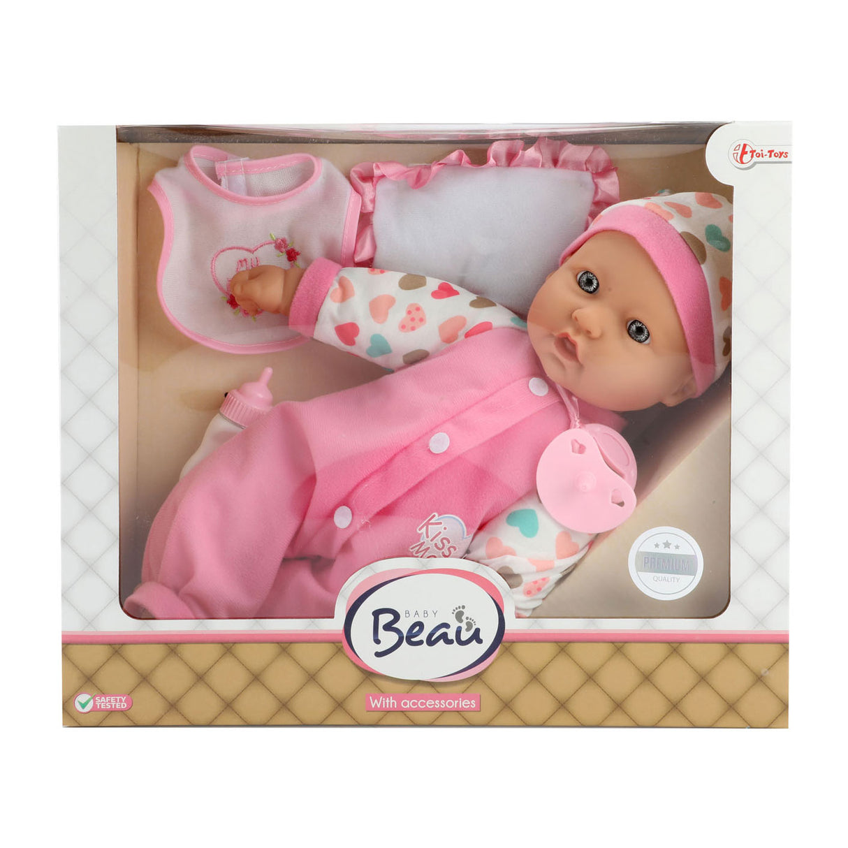 Beau Baby Babypop with bottle and bib, 40 cm