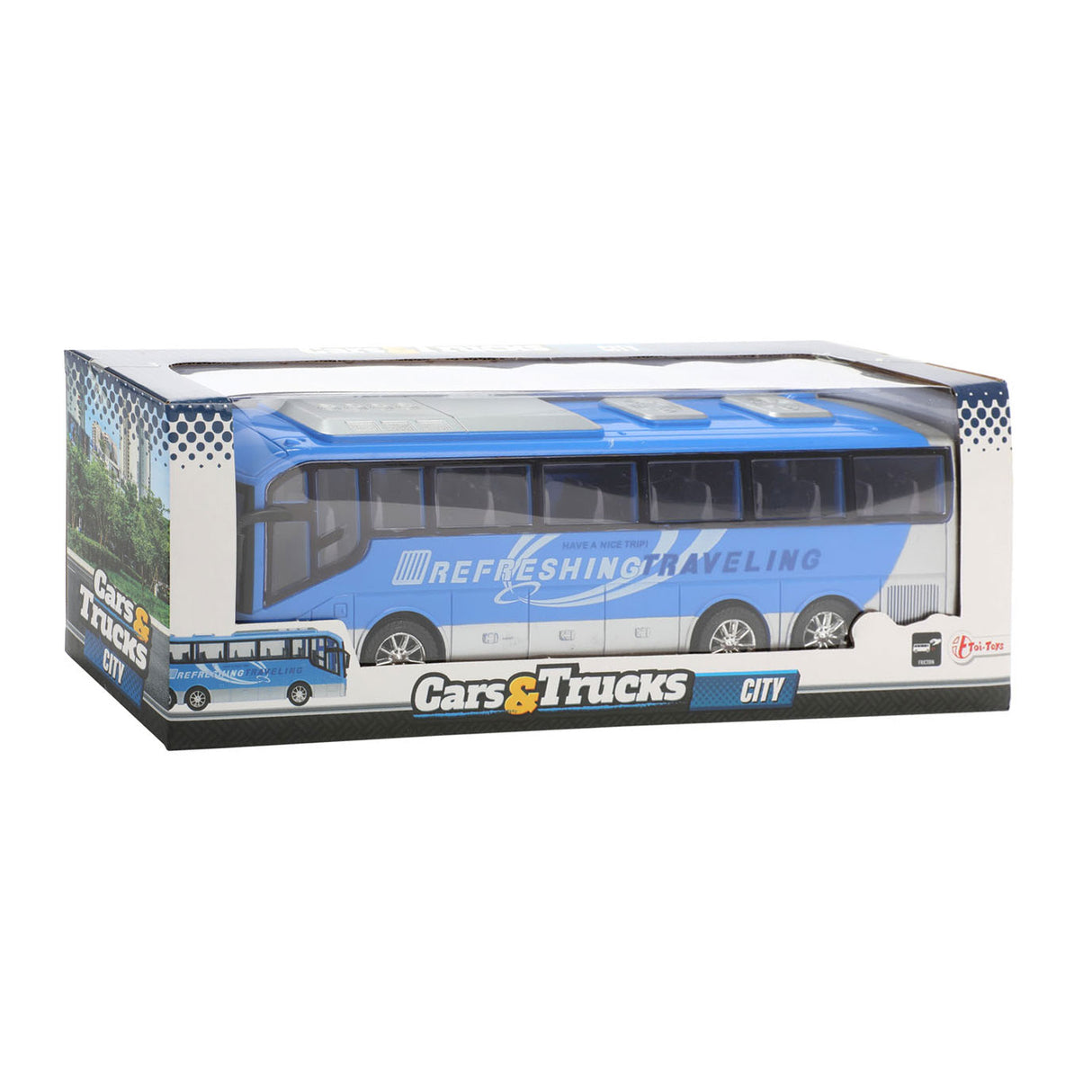 Vehicool Autos LKW Reisebus blaue Reibung – 32 cm