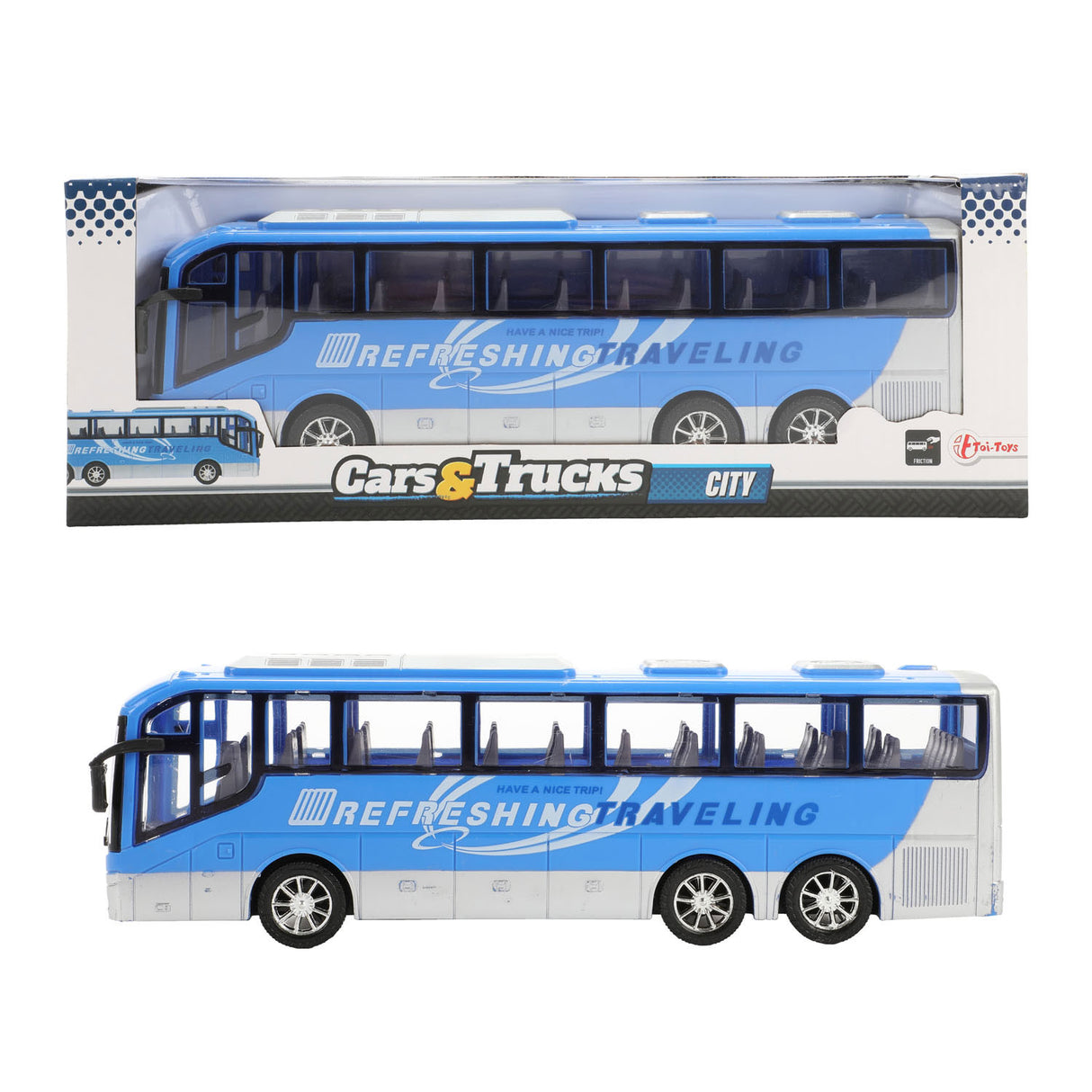 Toi-Toys Travel Bus Blue Tarcie, 32 cm