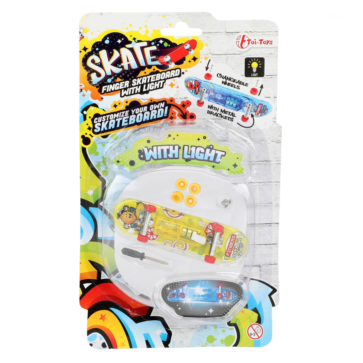 TOI-TOYS fingerskateboard med lette og ekstra hjul