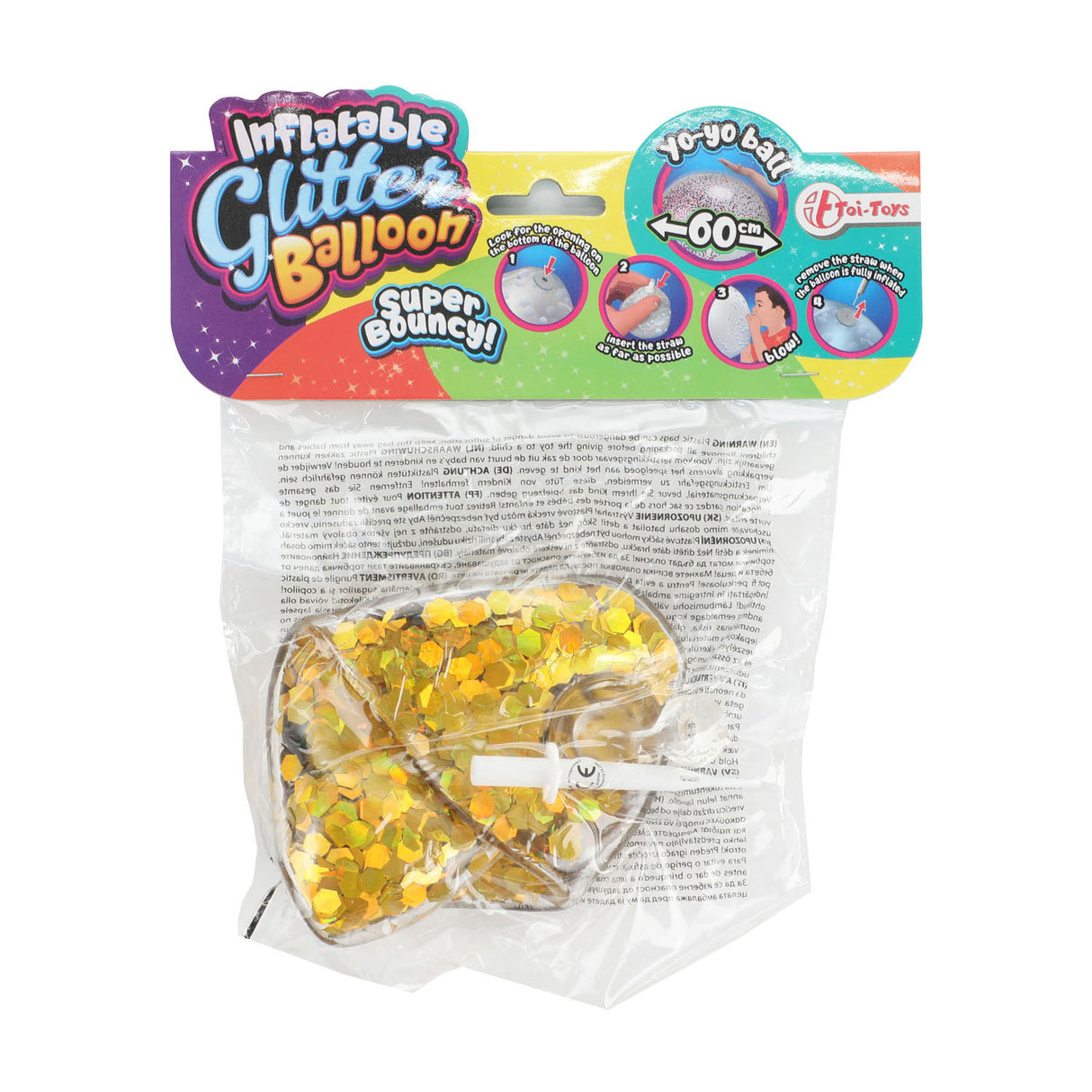 Toi-toys uppblåsbar glitterballon, 60 cm